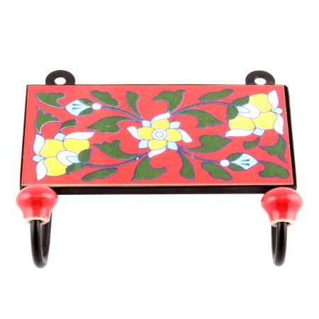 Red Ceramic Floral Tiles Hooks Online